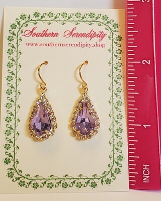 Sparkly Amethyst Glass Earrings