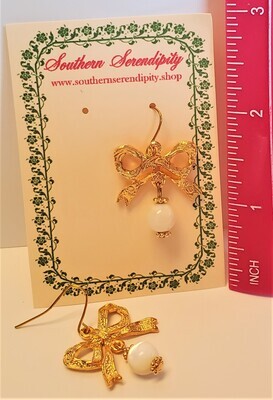 Mother-of-Pearl Bow Drop Earrings