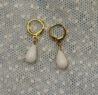 Genuine White Coral Drop Earrings