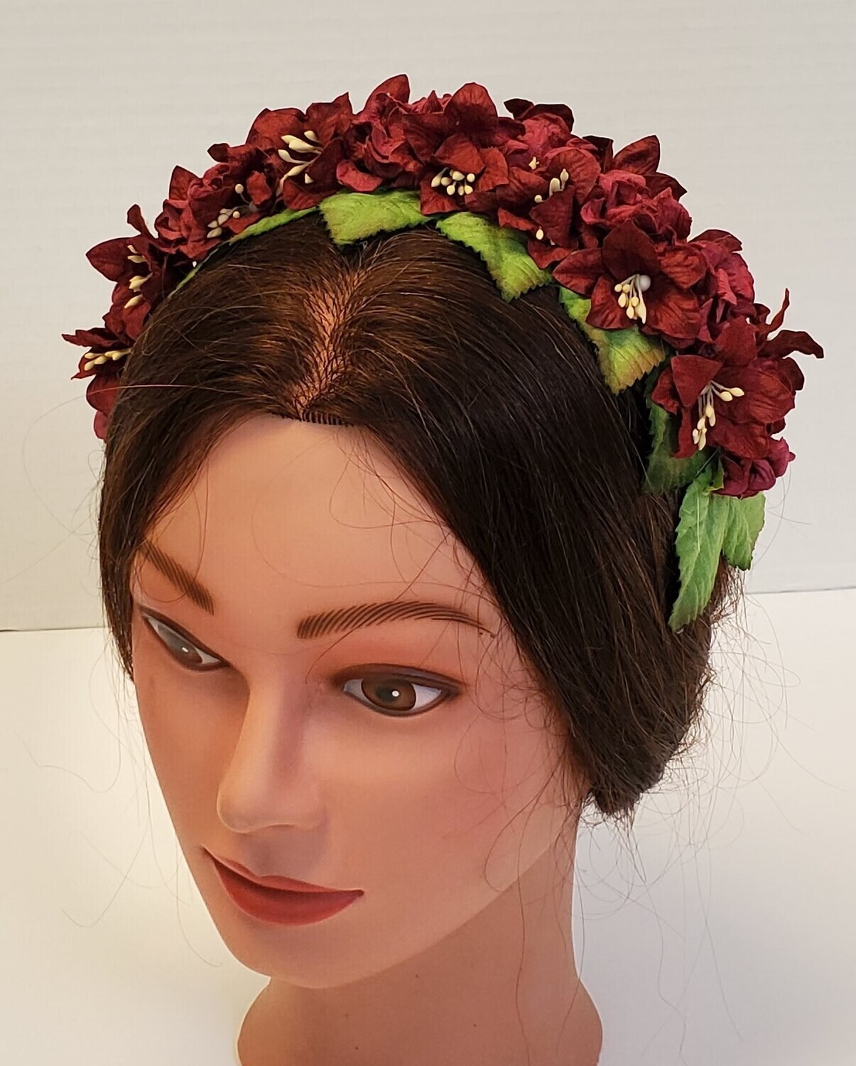 Rich Burgandy Floral Tiara