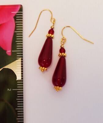 Sparkling Red Czech Glass Earrings