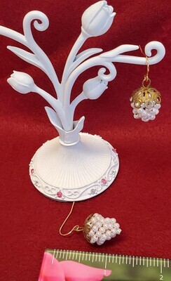 Vintage Faux Pearl Grape Cluster Earrings-Limited Supply!