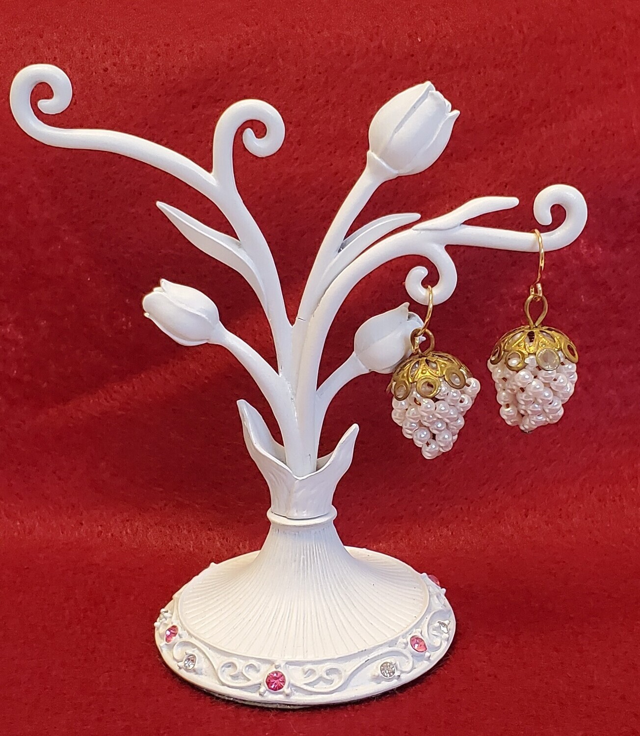 Vintage Faux Pearl Grape Cluster Earrings-Limited Supply!