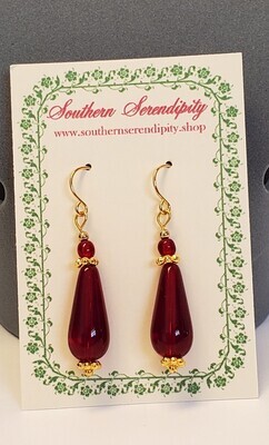 Sparkling Red Czech Glass Earrings