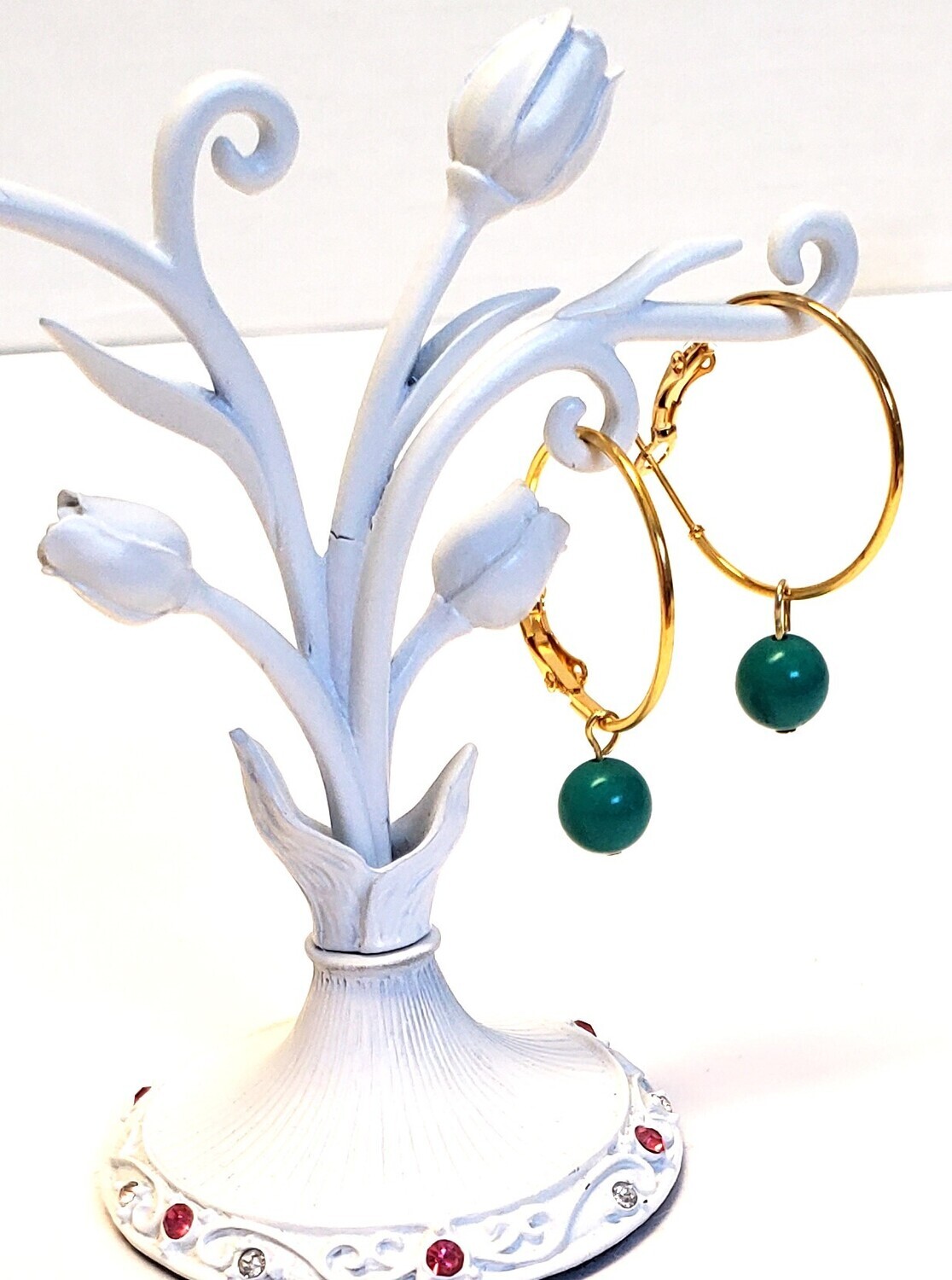 Beautiful Faux Dark Turquoise Earrings - Georgian