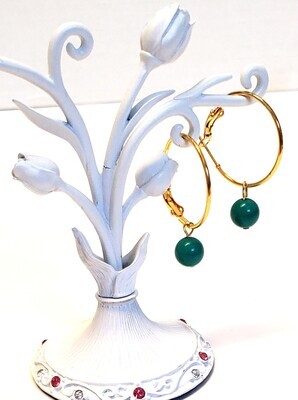 Beautiful Faux Dark Turquoise Earrings - Georgian