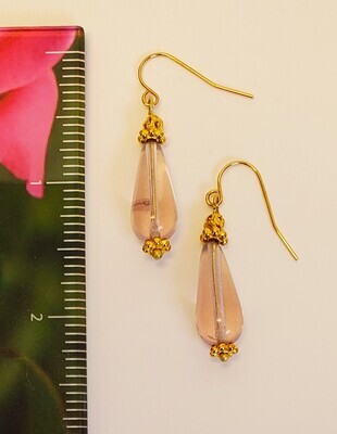 Lovely Blush Pink Czech Glass Drop Earrings