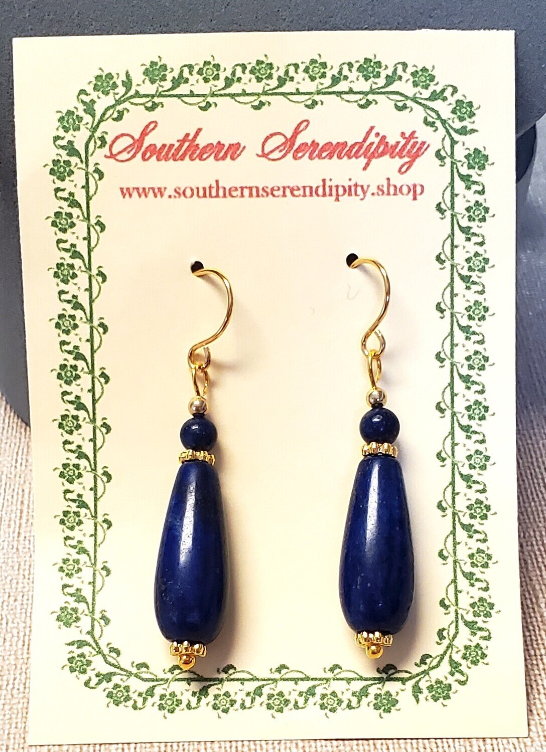 Genuine Lapis Lazuli Drop Earrings