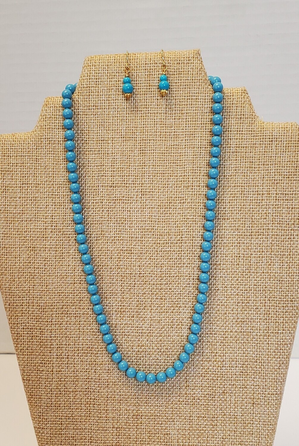 Faux Turquoise Necklace &amp; Earrings Set