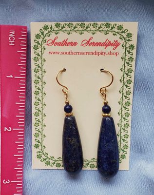Genuine Lapis Lazuli Drop Earrings