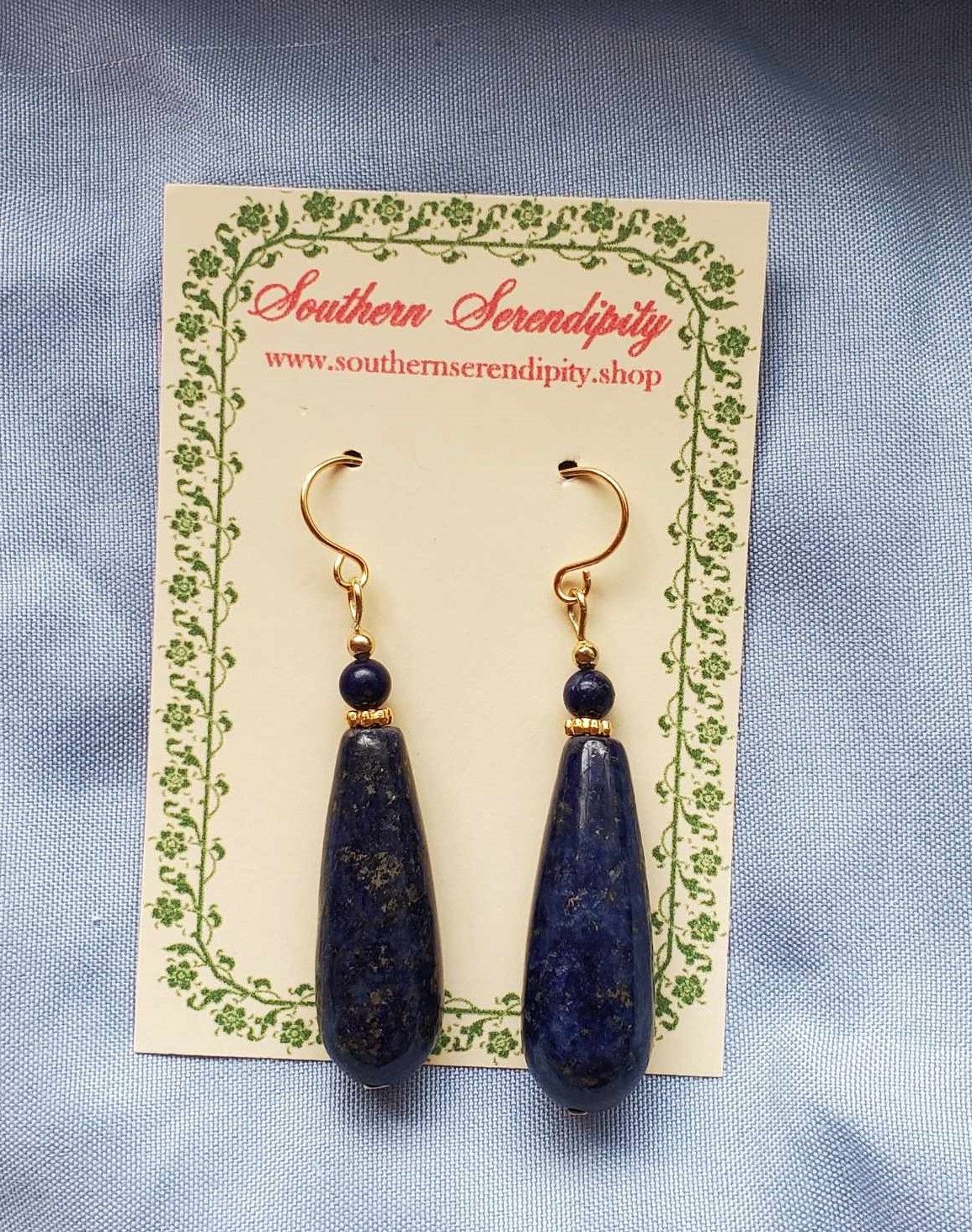 Genuine Lapis Lazuli Drop Earrings