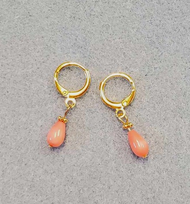 Genuine Coral Drop Earrings