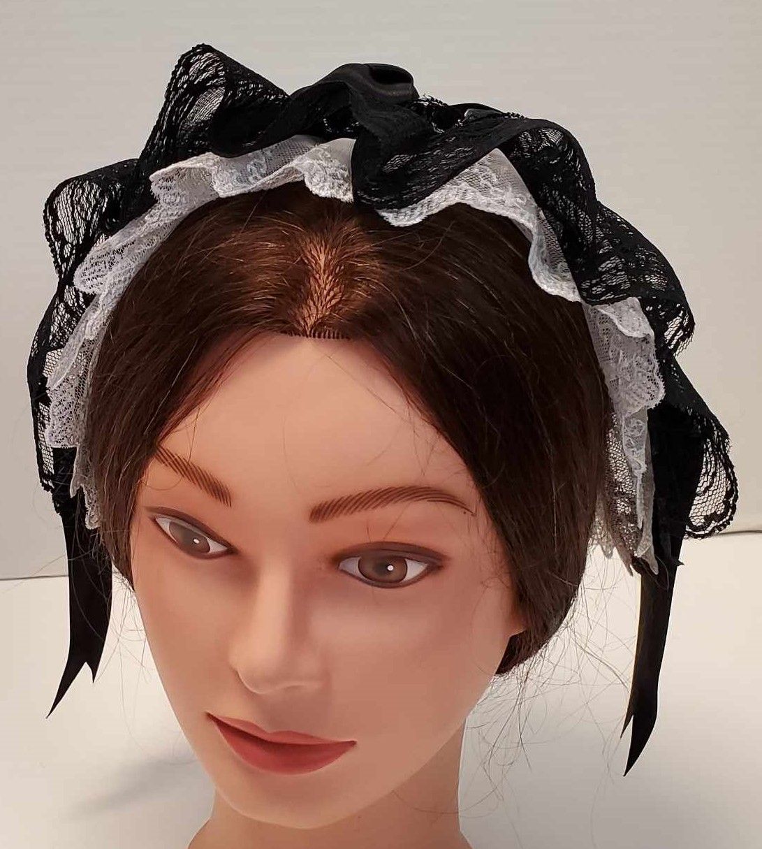 Victorian Black &amp; White Lace Cap