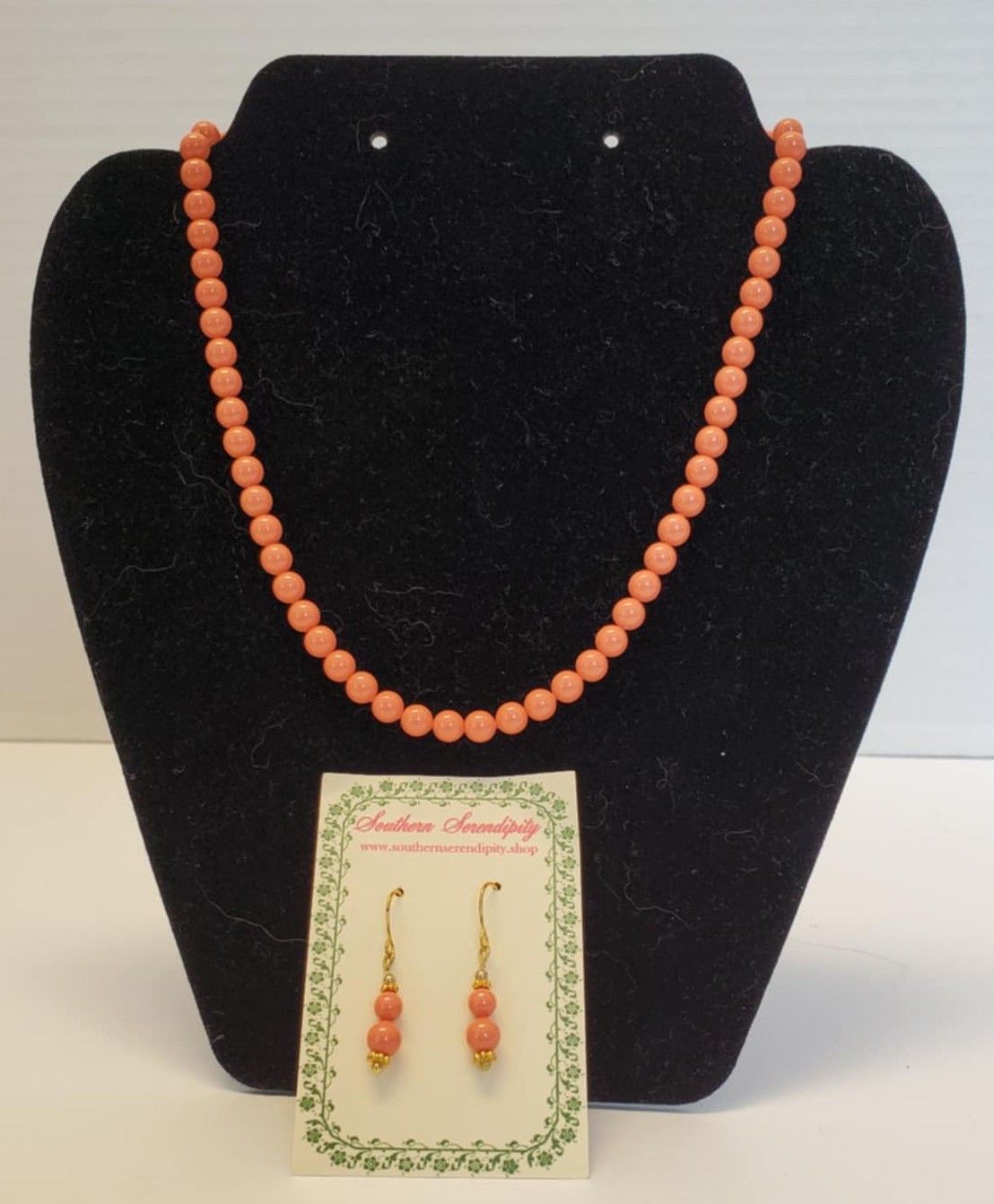 Faux Coral Necklace &amp; Earrings Set
