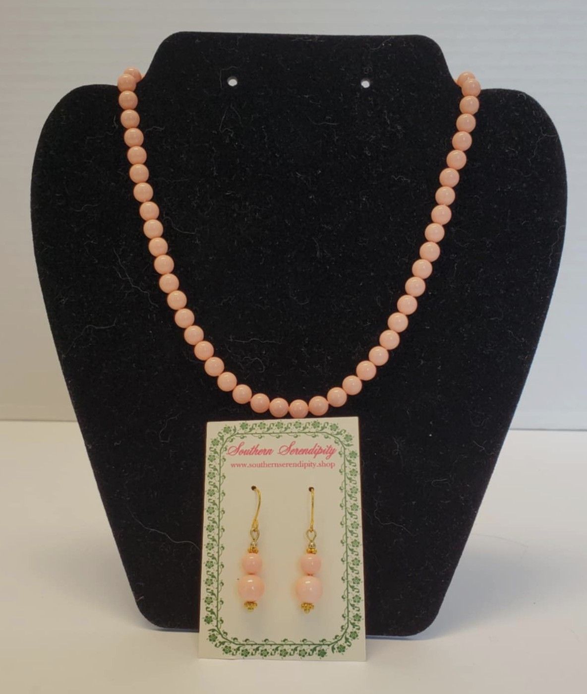 Faux Angelskin Coral Necklace &amp; Earrings Set