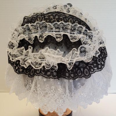 Victorian Black &amp; White Lace Cap-Copied From My Original