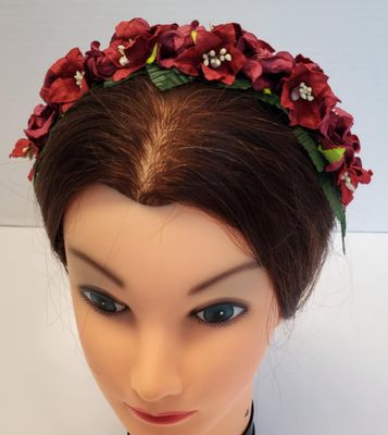 Rich Burgandy Floral Tiara
