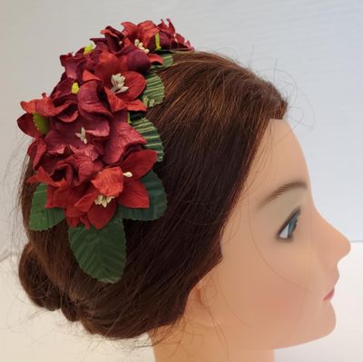 Rich Burgandy Floral Tiara