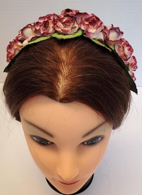 Splash of Burgandy Floral Tiara