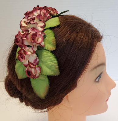 Splash of Burgandy Floral Tiara