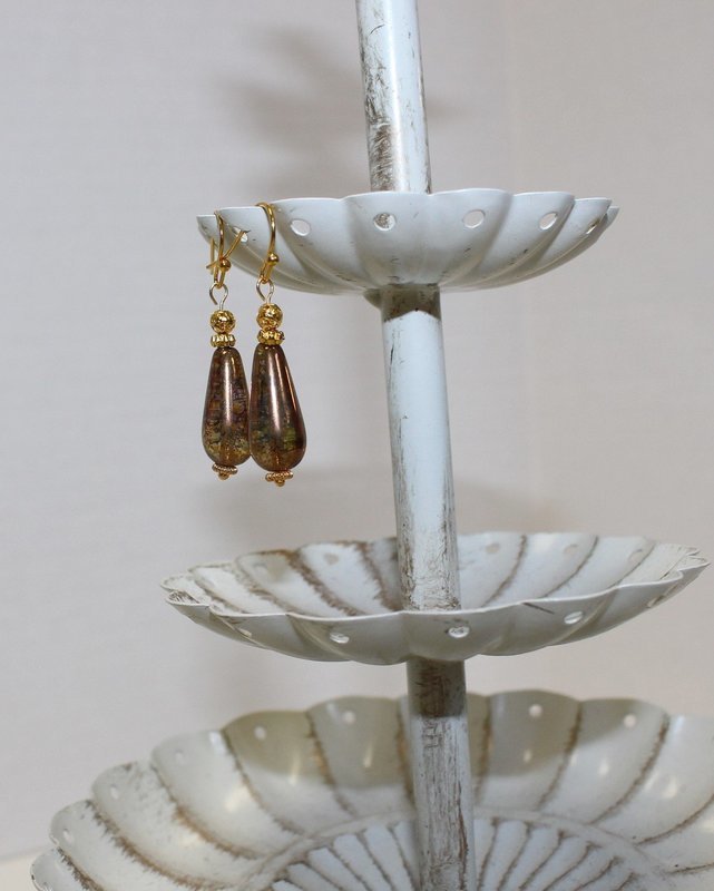 Quality Bronze Czech Glass Earrings