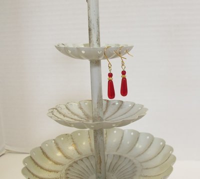 Quality Red Czech Glass Earrings