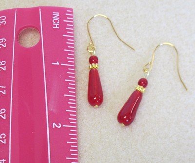 Quality Red Czech Glass Earrings