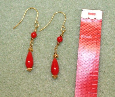Quality Fire Engine Red Czech Glass Earrings
