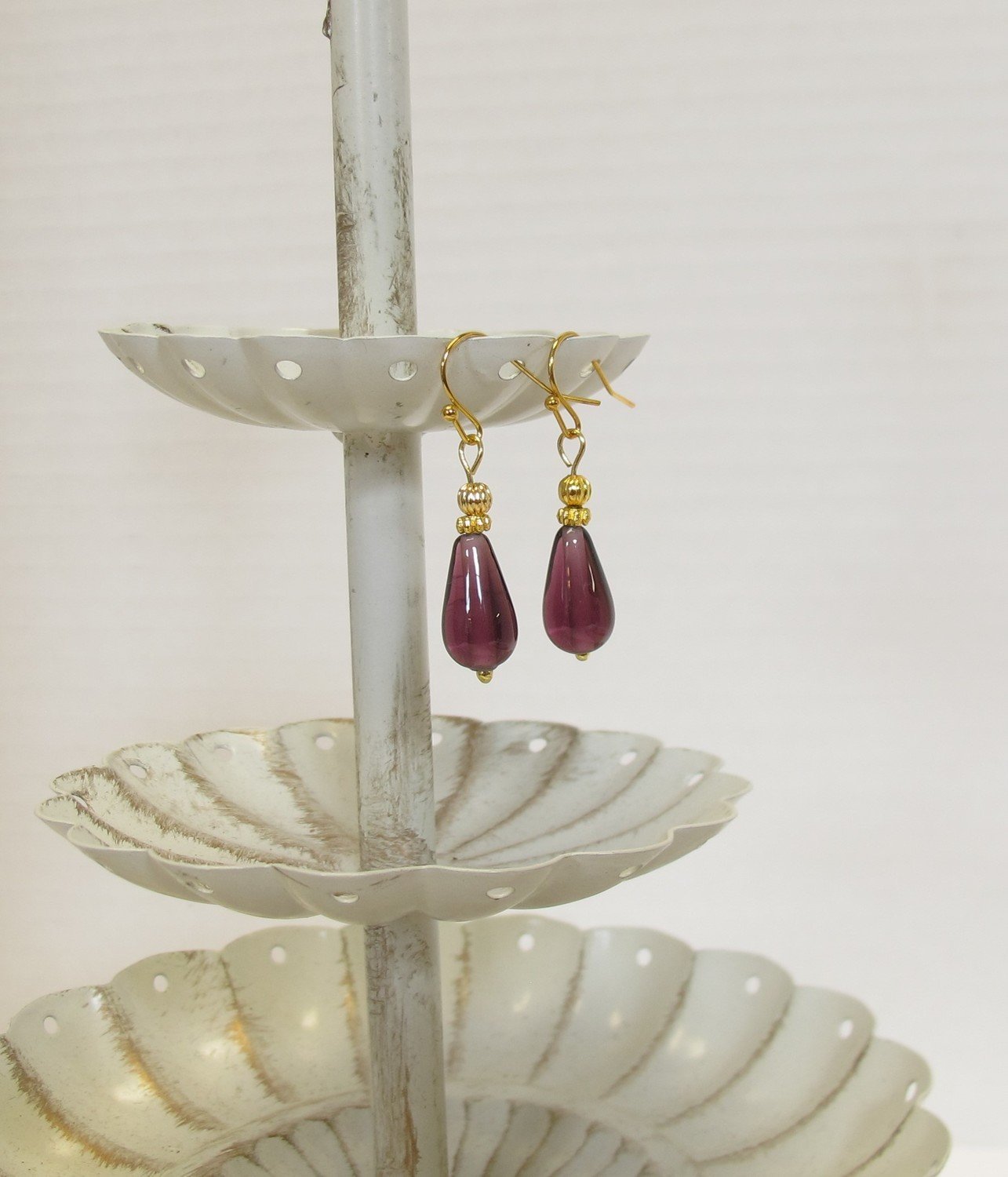 Quality Plum Czech Glass Earrings