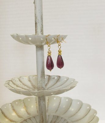 Quality Plum Czech Glass Earrings