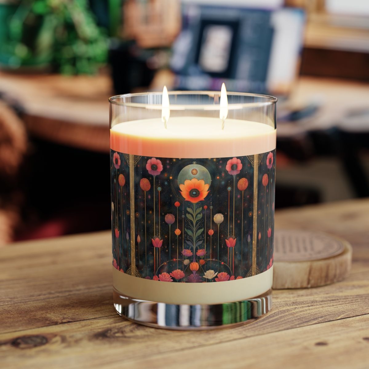 Vegan Soy Candle | Nervous System Reset | Reusable Art Glass Jar | 65Hr Burn | Floral Garden