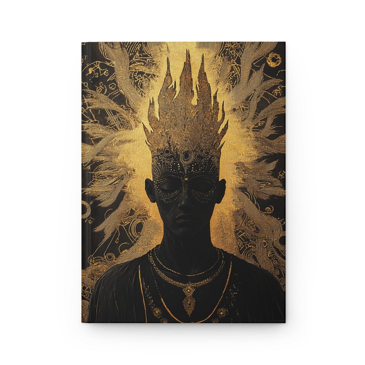 Mystic King Hardcover Journal — Dark Gold Fantasy Art Notebook