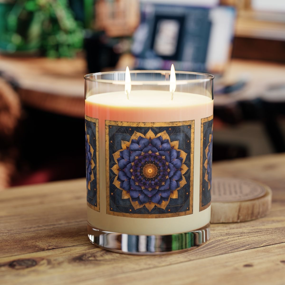 Vegan Soy Candle | Nervous System Reset | Reusable Art Glass Jar | 65Hr Burn | Mandala
