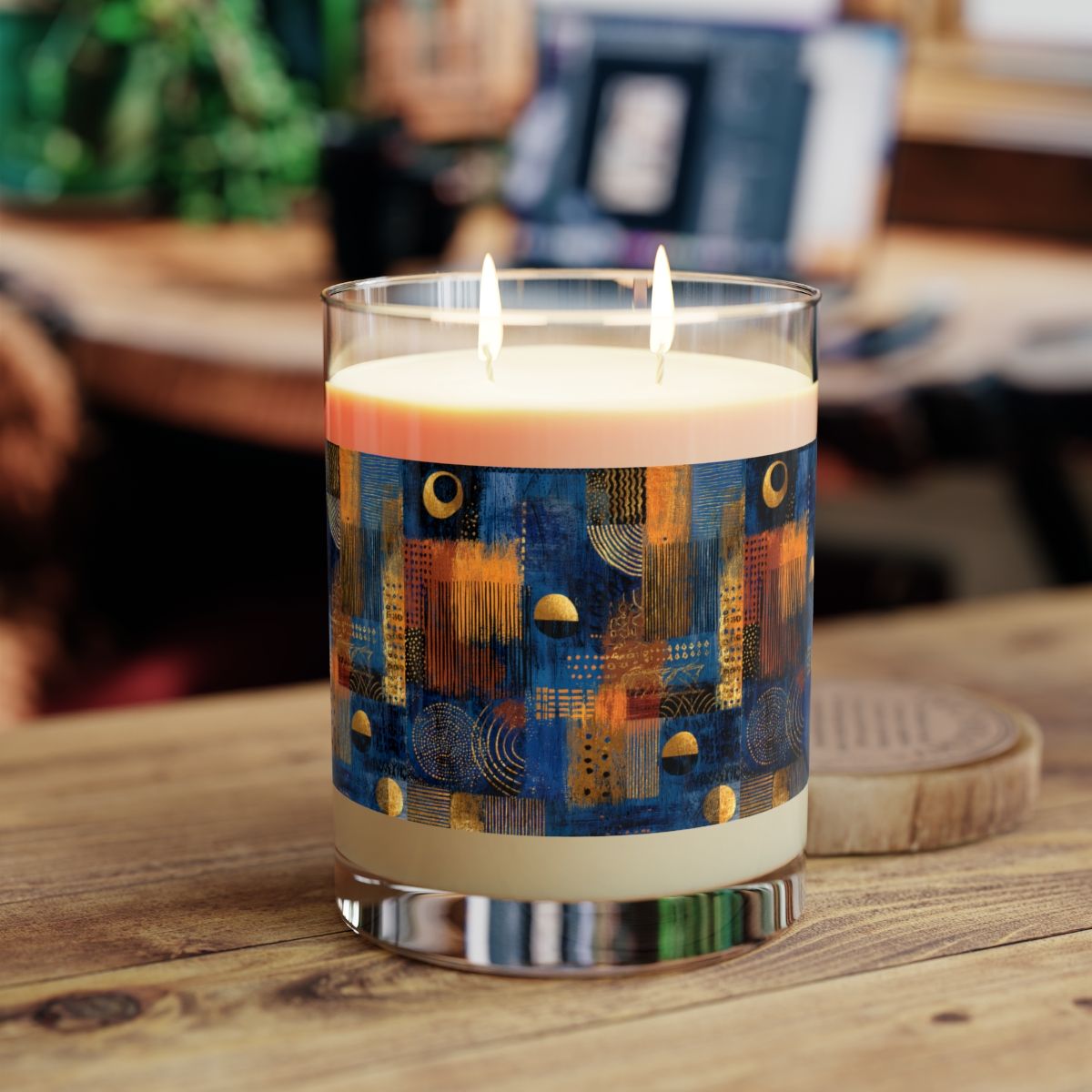 Vegan Soy Candle | Nervous System Reset | Reusable Art Glass Jar | 65Hr Burn | Amber Dusk