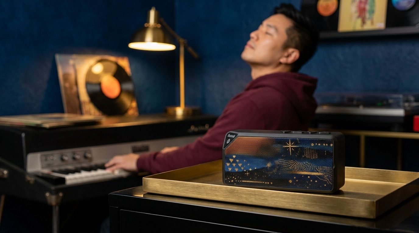 Ember Horizon Portable Bluetooth Speaker | Warm Landscape Art Speaker | Wireless Sanctuary Sound | Rechargeable