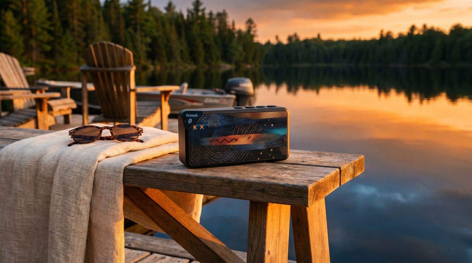 Dusk Gradient Portable Bluetooth Speaker | Teal Amber Horizon Speaker | Wireless Sanctuary Sound | Rechargeable