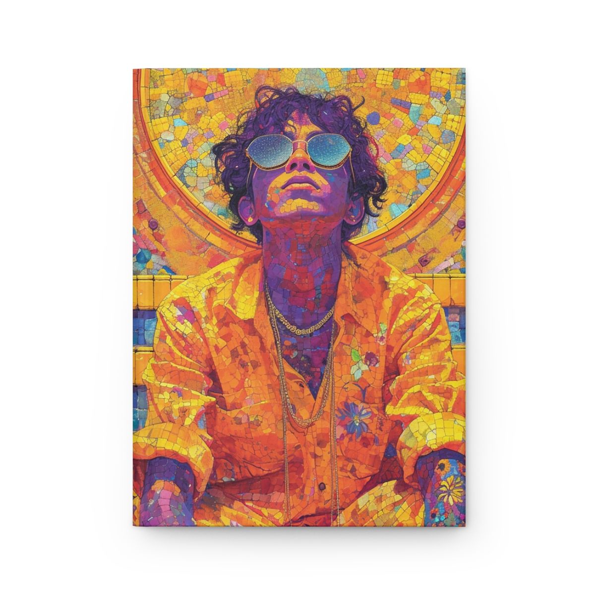 Vibrant Bohemian Portrait Hardcover Journal — Colorful Psychedelic Artist Notebook