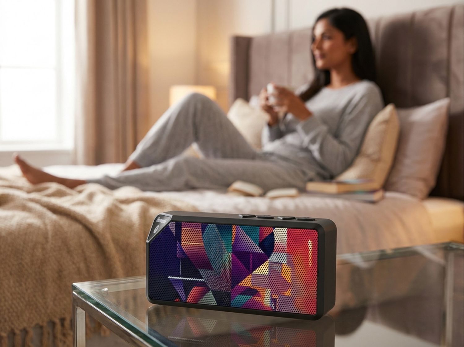Velvet Prism Portable Bluetooth Speaker | Jewel Tone Abstract Art Speaker | Premium Sanctuary Sound | Rechargeable