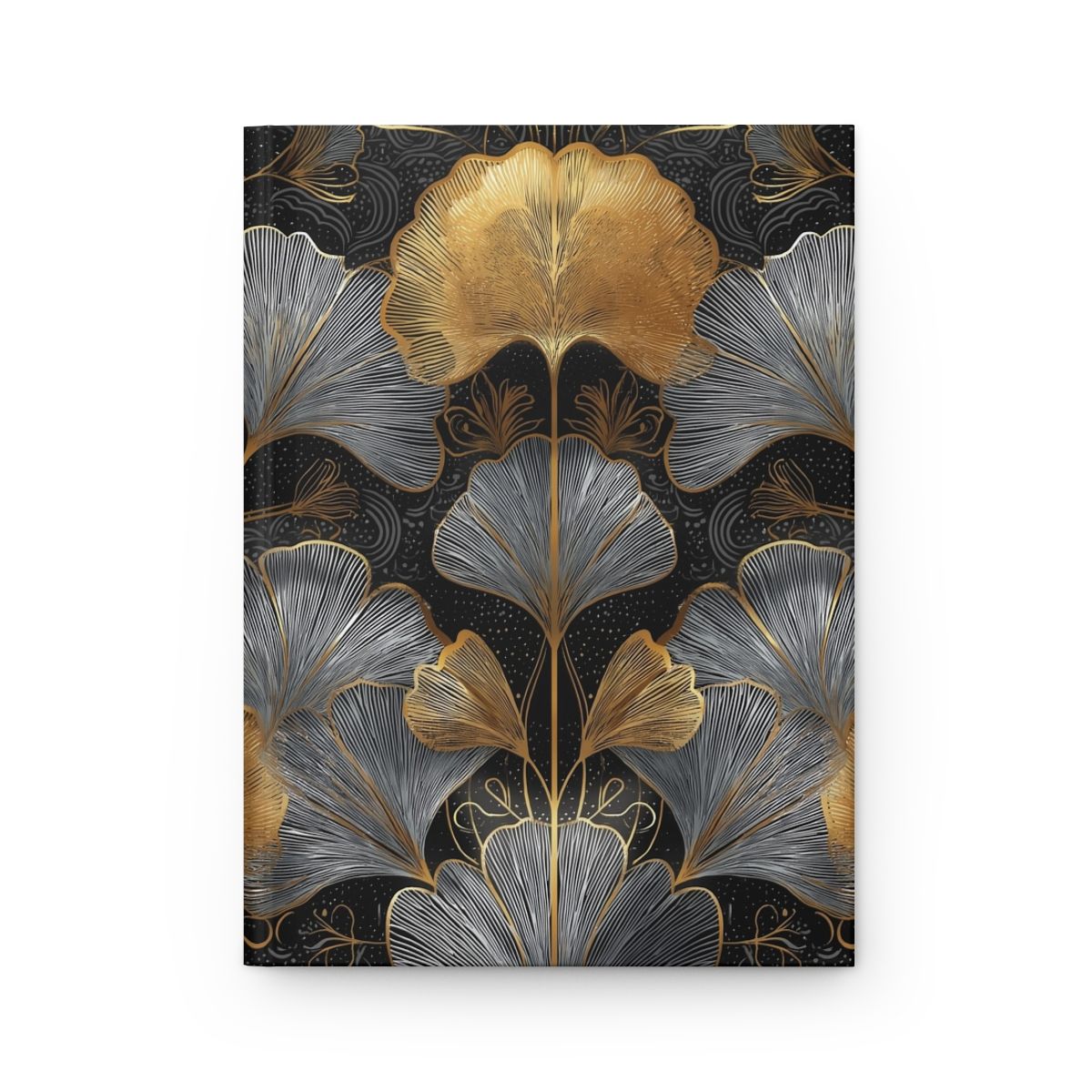 Gilded Ginkgo Hardcover Journal — Elegant Art Deco Floral Notebook