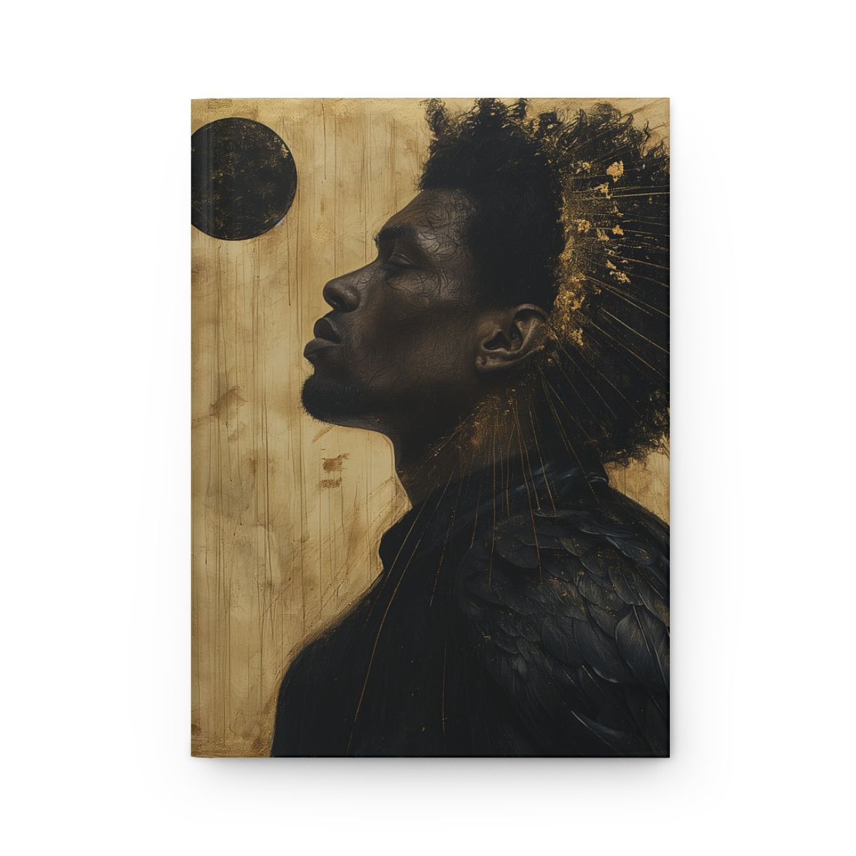 Hardcover Journal — 'Golden Halo' African Profile Art Notebook
