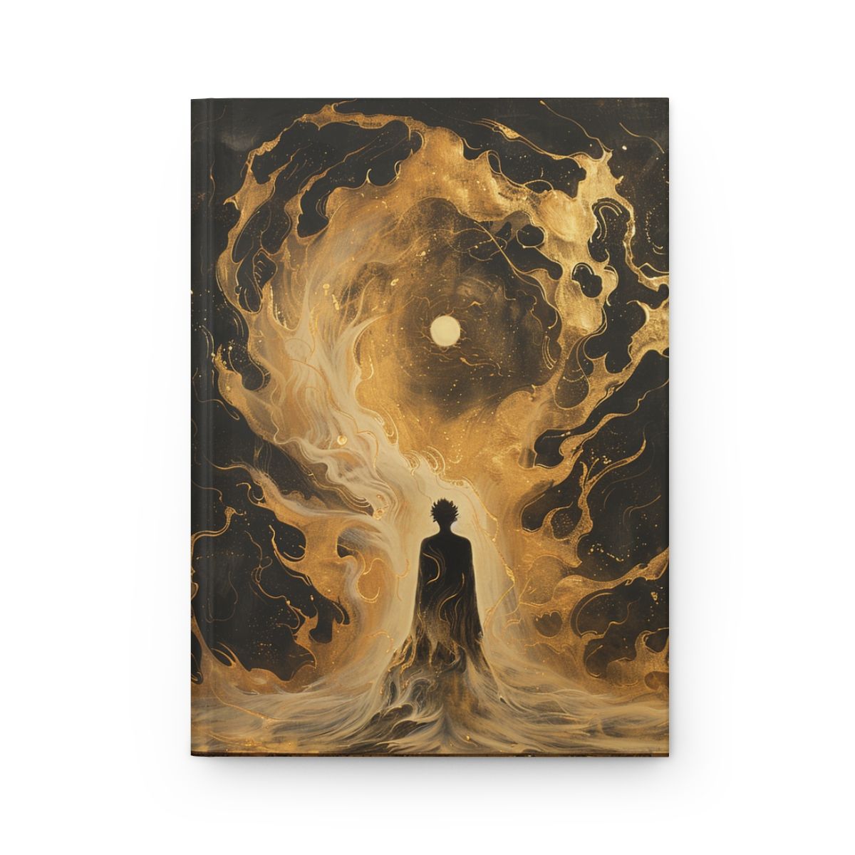 Mystic Moon Hardcover Journal — Golden Silhouette Art Notebook for Reflection &amp; Creative Writing
