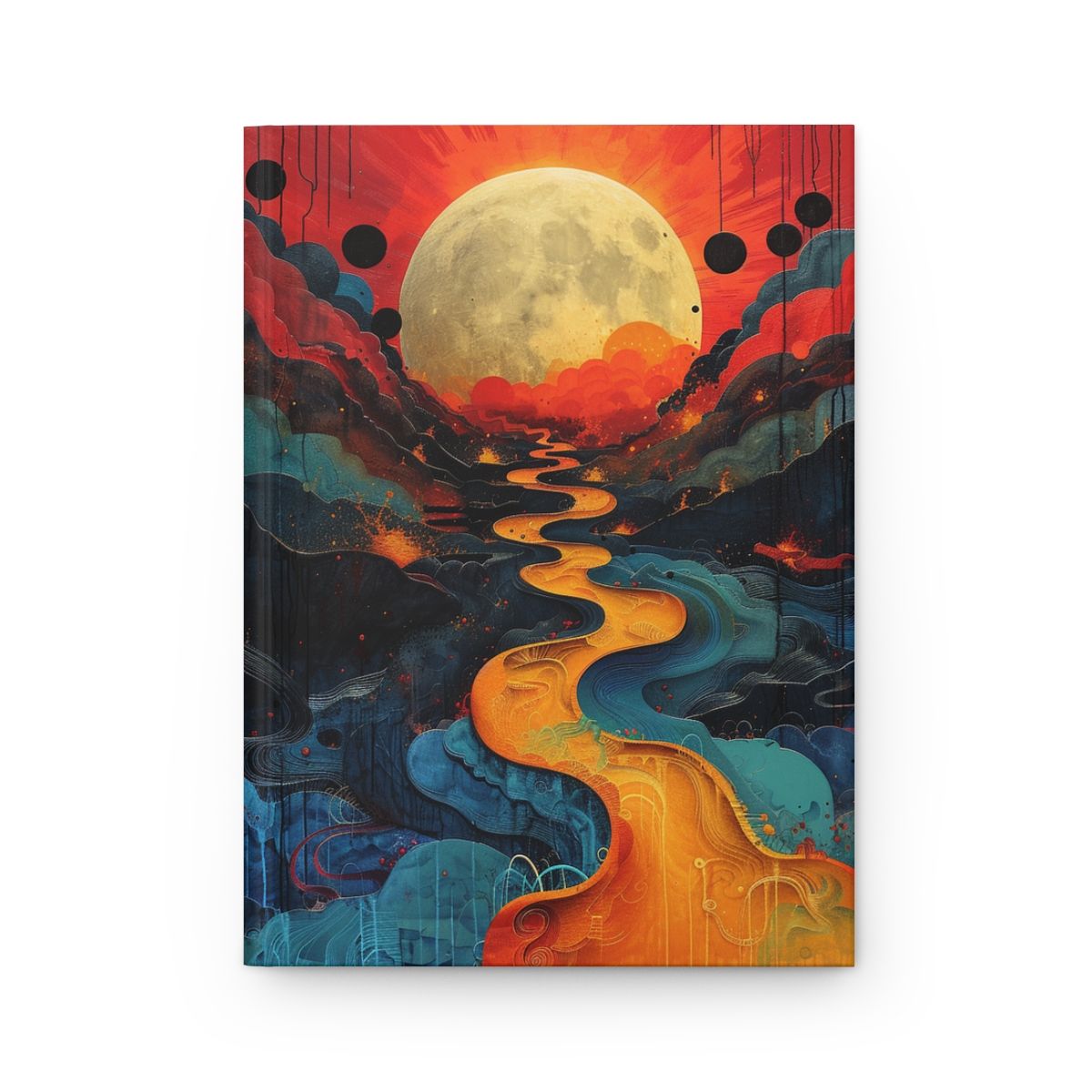 Moonlit River Hardcover Journal — Illustrated Celestial Landscape Notebook for Writing &amp; Art