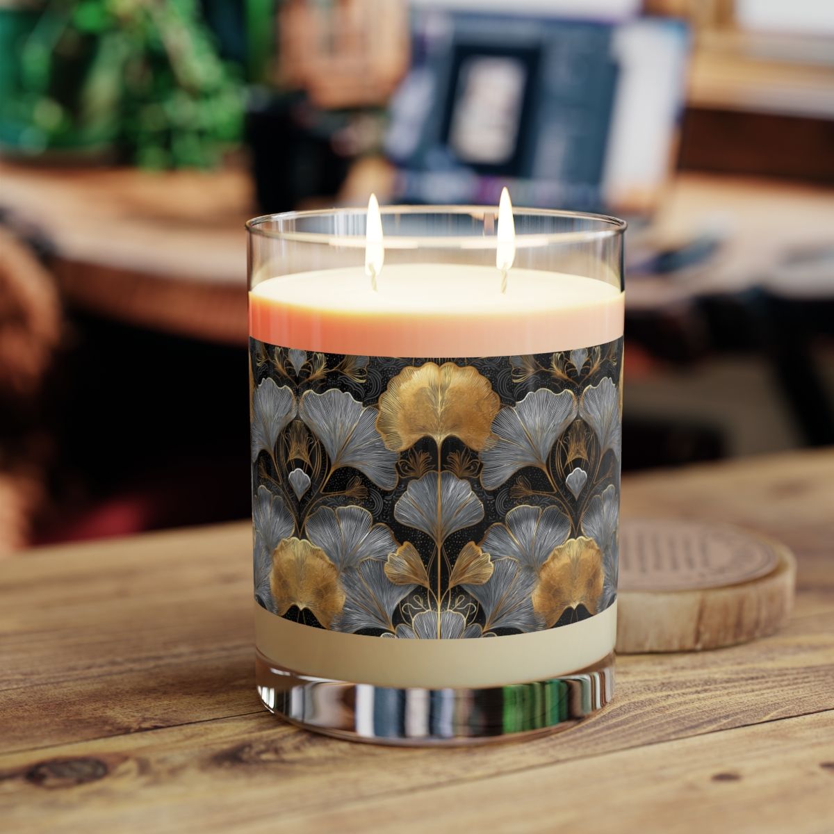 Vegan Soy Candle | Nervous System Reset | Reusable Art Glass Jar | 65Hr Burn | Ginkgo