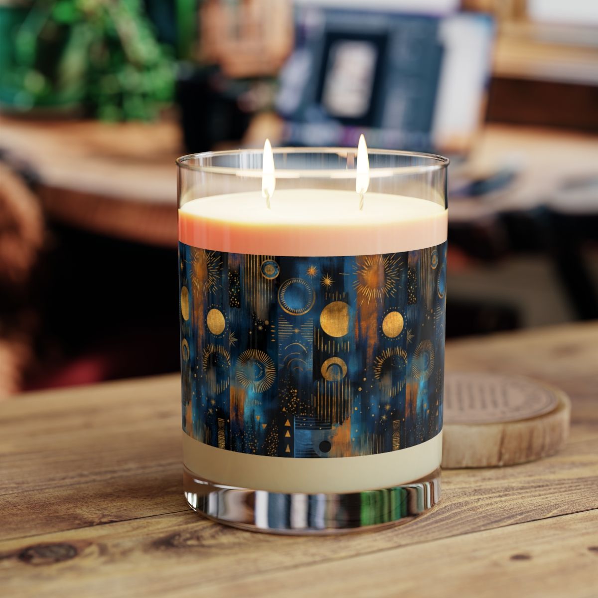 Vegan Soy Candle | Nervous System Reset | Reusable Art Glass Jar | 65Hr Burn | Gold Abstract