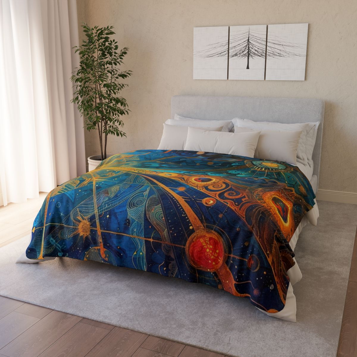 Celestial Orbit Sherpa Blanket — Starburst Cosmic Galaxy Throw