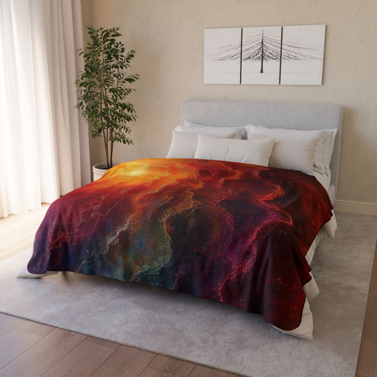 Nebula Swirl Sherpa Blanket — Vibrant Cosmic Fleece for Cozy Home &amp; Gifts