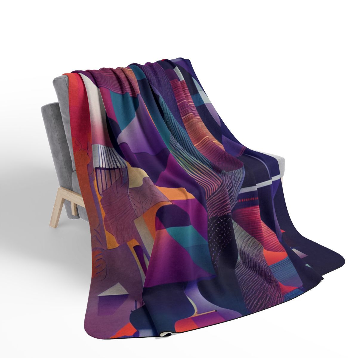 Abstract Geometric Sherpa Blanket — Vibrant Modern Art Throw