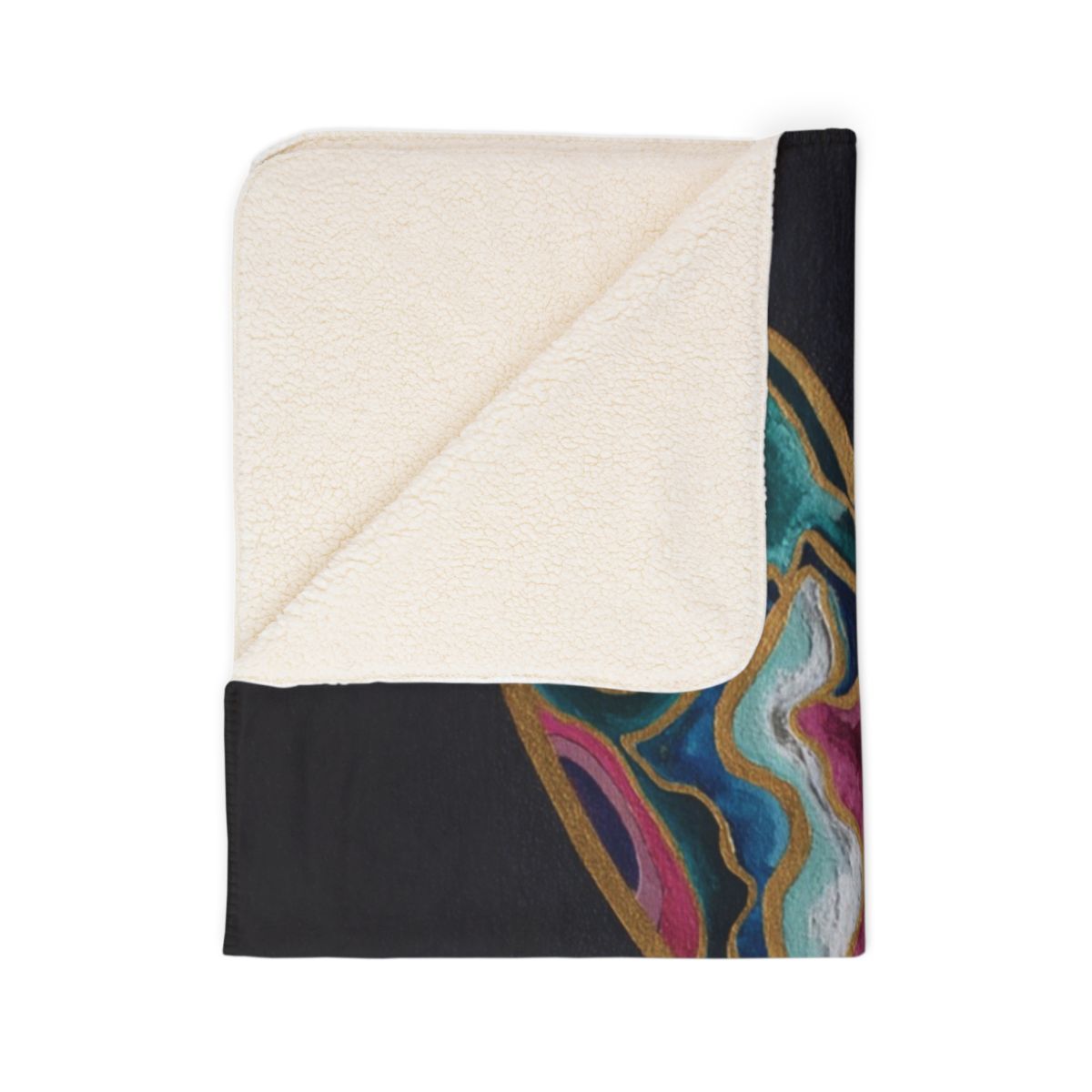 Dripping Abstract Heart Fleece Sherpa Blanket — Colorful Psychedelic Cozy Throw