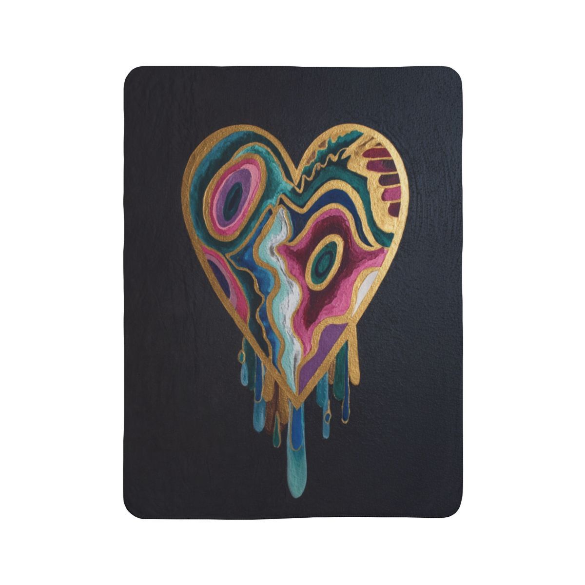 Abstract Dripping Heart Fleece Sherpa Blanket