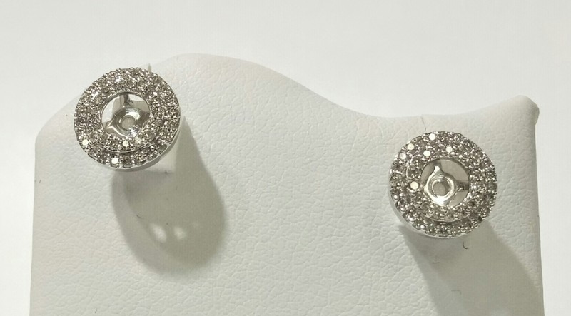 18ct white gold double halo earring enhancers
